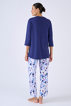 T-shirt de pyjama col tunisien en pur coton