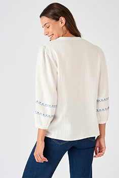 Blouse brodée en gaze de coton