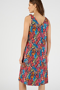 Jurk in stretchtricot met tropische print