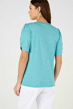 T-shirt met tropische print in katoen/modal