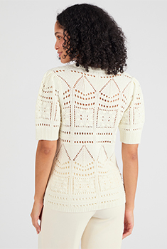 Pull maille ajourée effet crochet