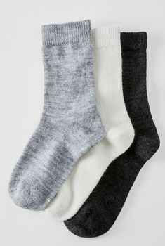Lot de 3 paires de chaussettes unies maille laineuse Thermolacty