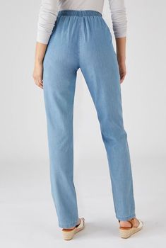 Pantalon jambes droites Toile chambray