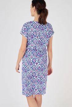 Nachthemd Jersey in zuiver kamkatoen met mozaïekprint