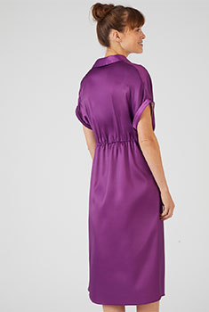 Jurk in crêpe met stretch, gedrapeerd effect