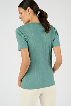 T-shirt avec jeux de fines côtes pur coton