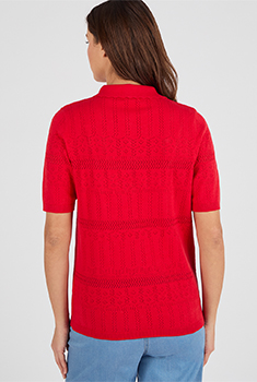 Pull col polo maille ajourée