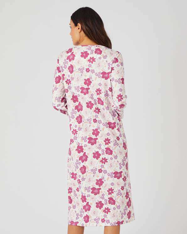 Chemise de nuit maille côtelée, intérieur légèrement gratté