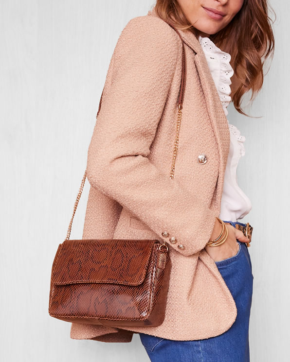 Leren tas van splitleer met dierenmotief