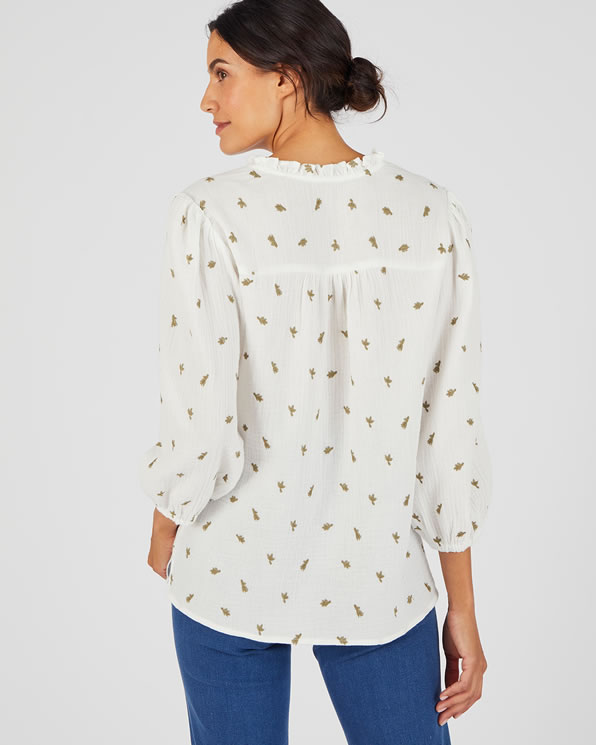 Blouse gaze pur coton brodée