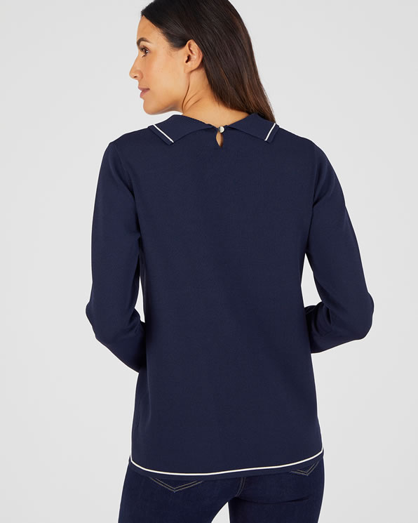 Pull maille serrée col polo