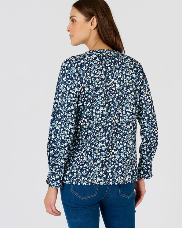 T-shirt van warm tricot met bloemenprint