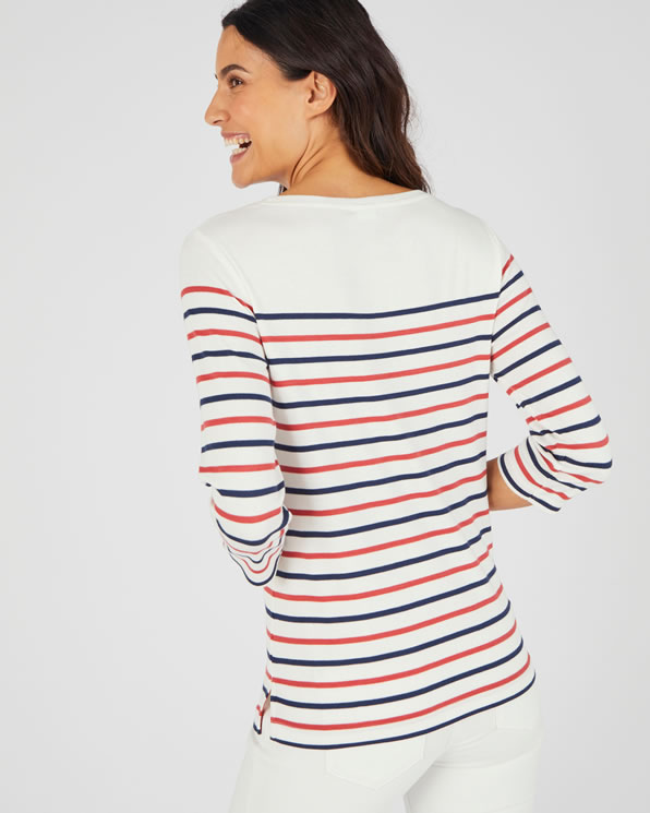 Gestreept T-shirt van interlock mesh