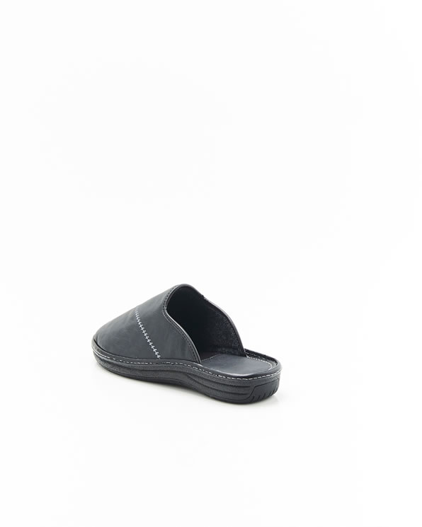Chaussons mules en cuir grainé