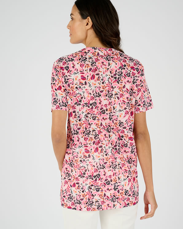 Tuniek van crêpetricot met stretch en bloemmotief