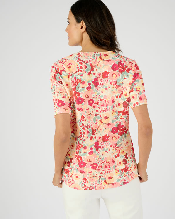 T-shirt van interlock mesh met reliëf