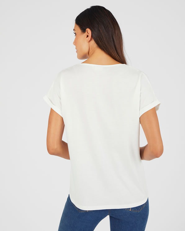 T-shirt van twee materialen