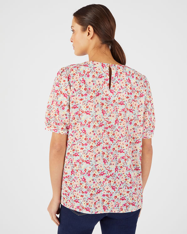 Blouse van crêpe met reliëf en stretch