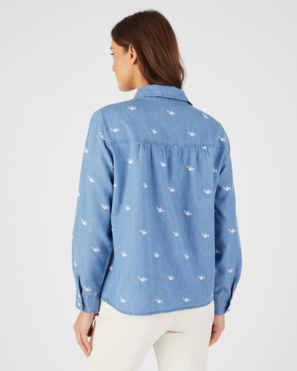 Geborduurde blouse van katoen en lyocell Tencel™ vezels