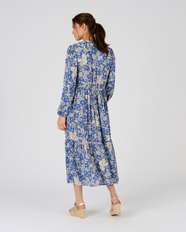 Jurk met lagen vezels pure viscose Lenzing™ Ecovero™