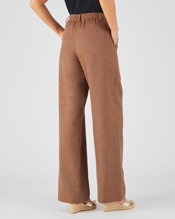 Broek met wijde pijpen van een mix van linnen en katoen