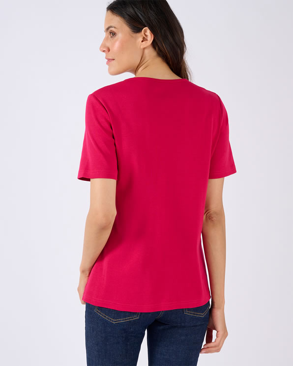 T-shirt van fijn geribd zuiver katoen