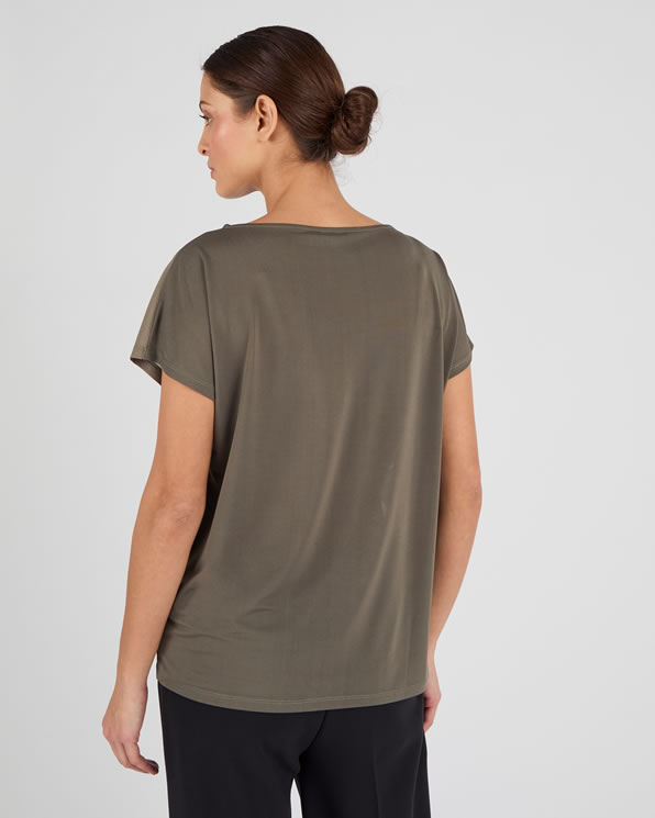 Gebreid crêpe T-shirt met bladmotief