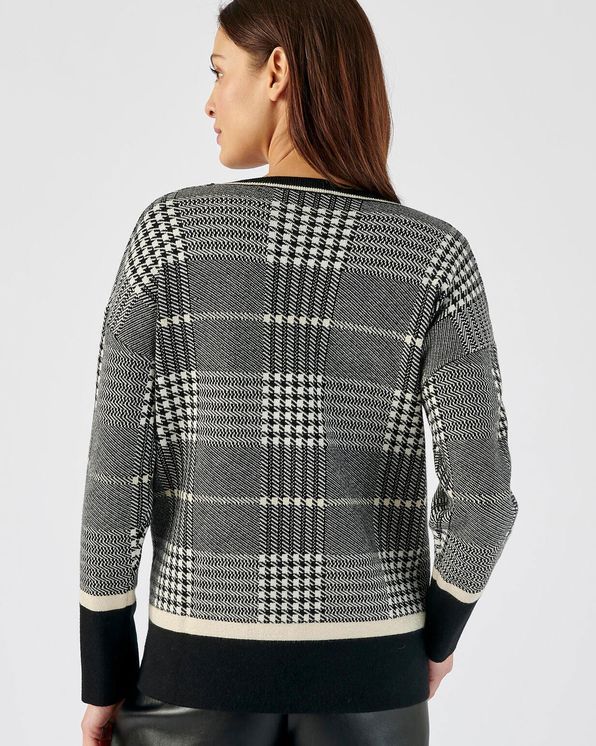 Pull maille jacquard carreaux