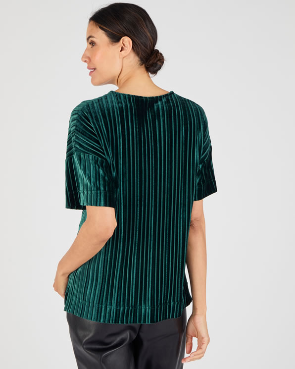 Fluwelen geplooid satijnen T-shirt