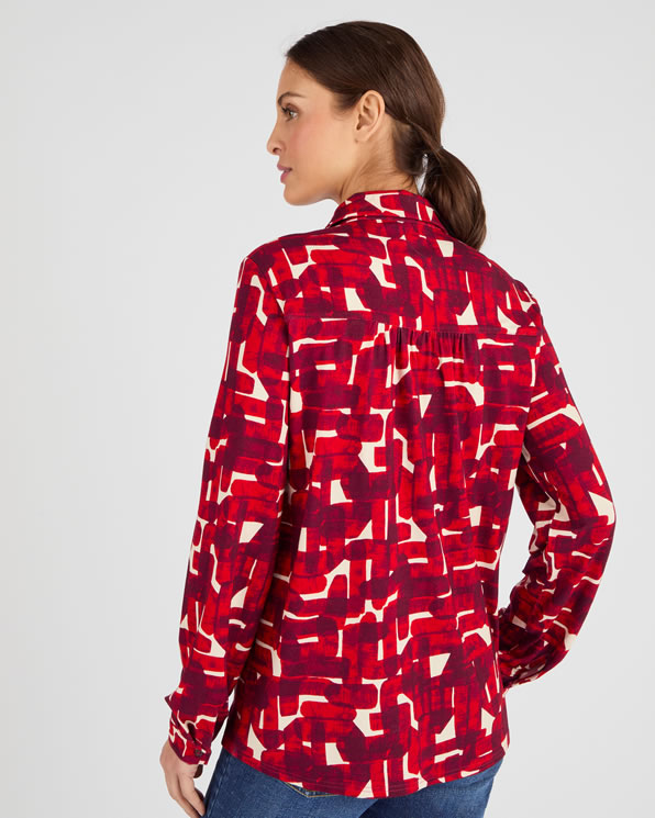 Lenzing(TM) EcoVero(TM) viscosevezel vloeiende gebreide blouse