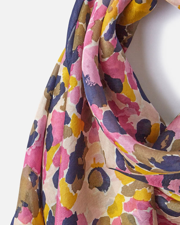 Foulard pure soie fleuri esprit tachiste