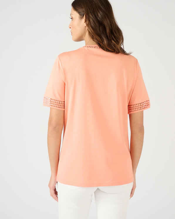 T-shirt pur coton détail macramé