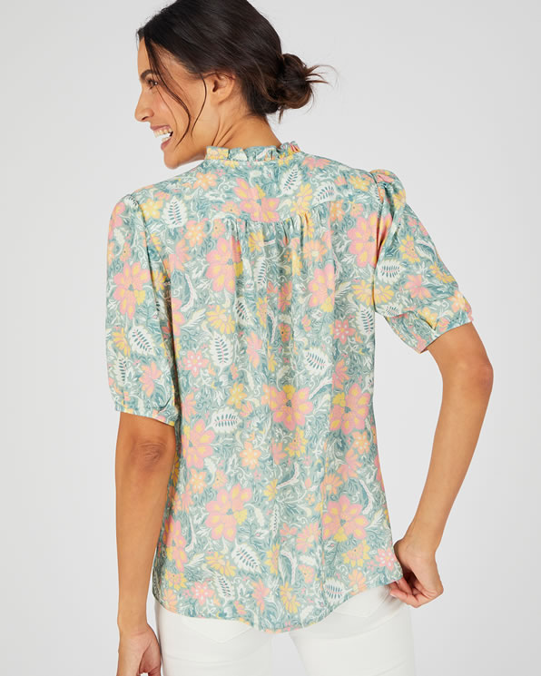 Bedrukte blouse in jacquard met reliëf