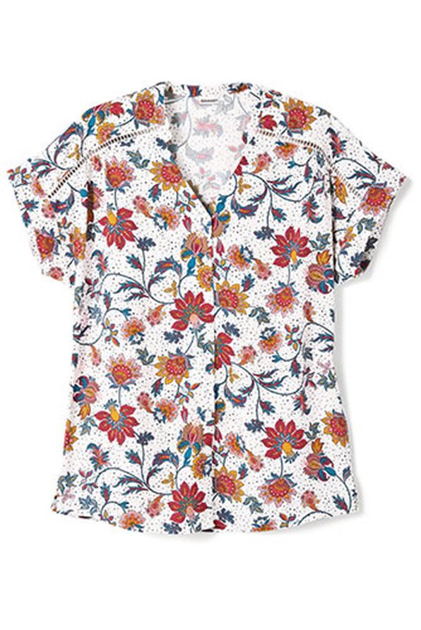 Gebloemde blouse in jacquard met reliëf