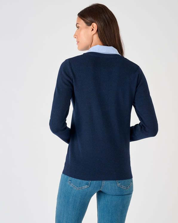 Trui overhemdkraag Chambray met Thermolactyl-label