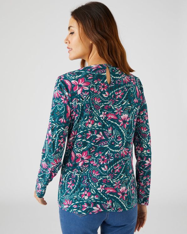 Gebloemd T-shirt in crêpe