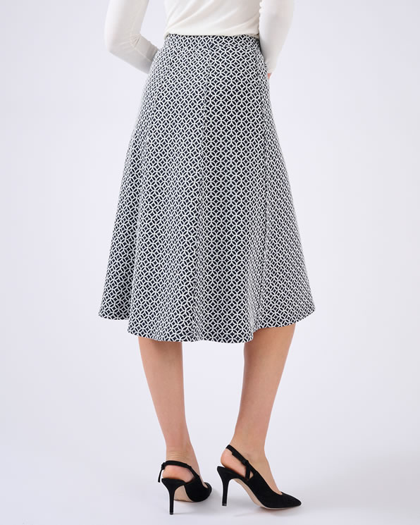 Uitlopende rok in stretch jacquard breisel