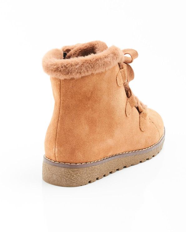 Boots à lacets + zip croûte de cuir vachette Thermolactyl