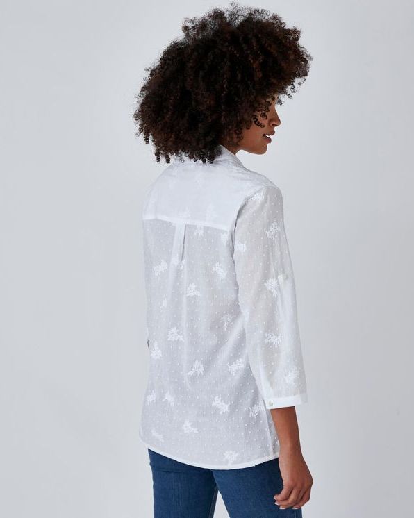 Chemisier pur coton plumetis et broderie