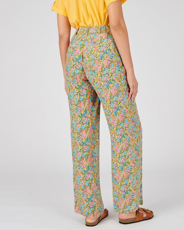 Gebloemde broek in soepele crêpe