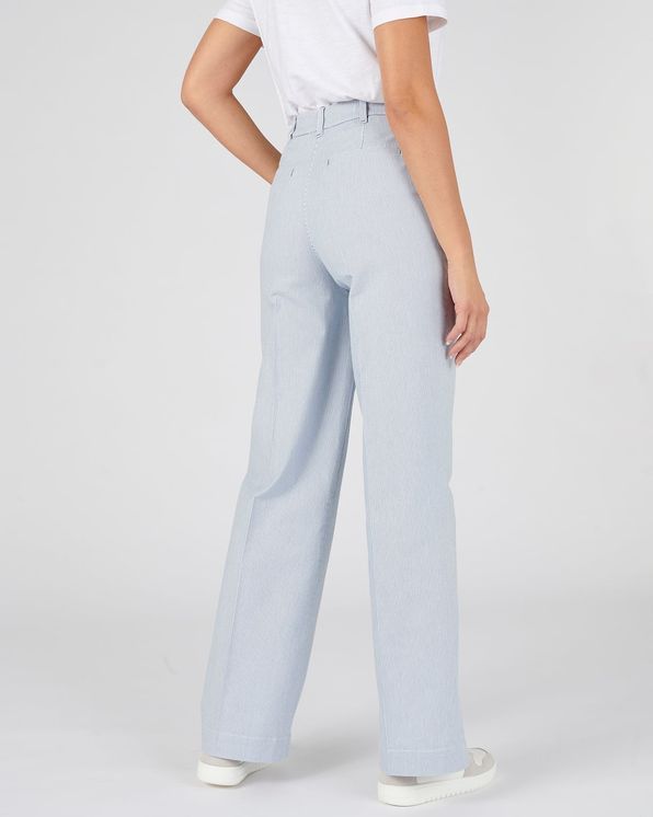 Pantalon large rayé coton mélangé stretch