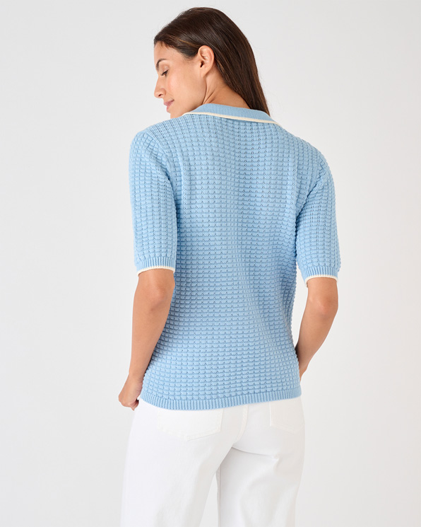 Pull col polo maille gaufrée