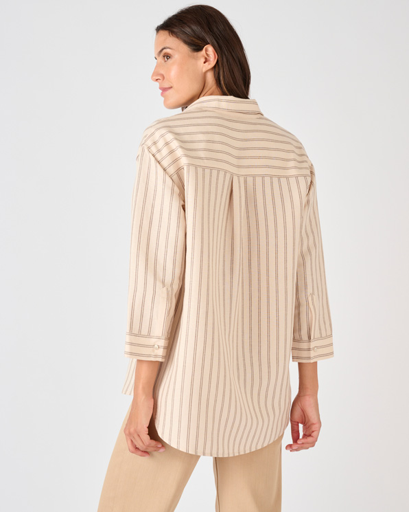 Overhemdblouse mix linnen en katoen