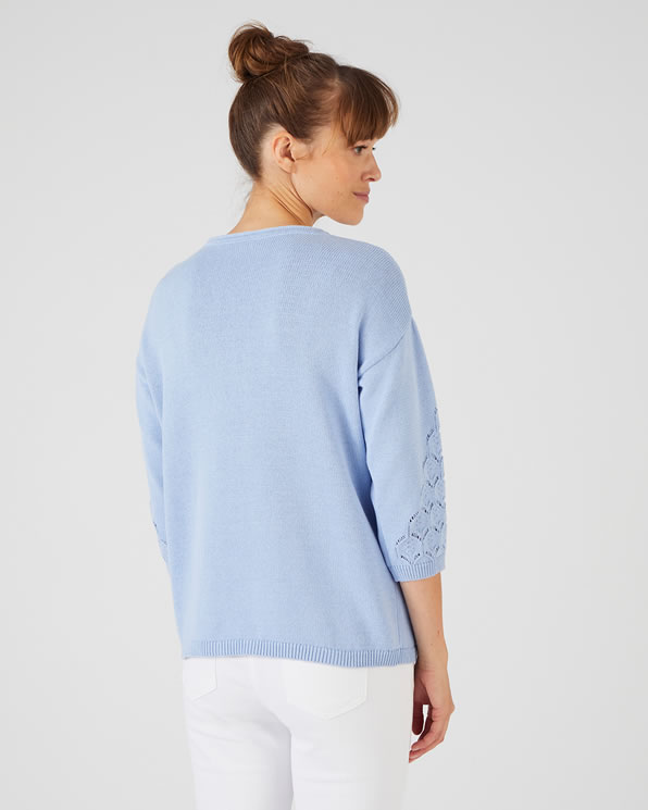 Pull maille pur coton ajourée