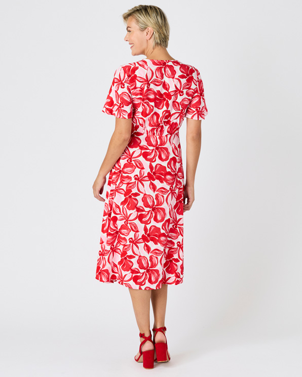 Jurk crêpe stof vlindermouwen