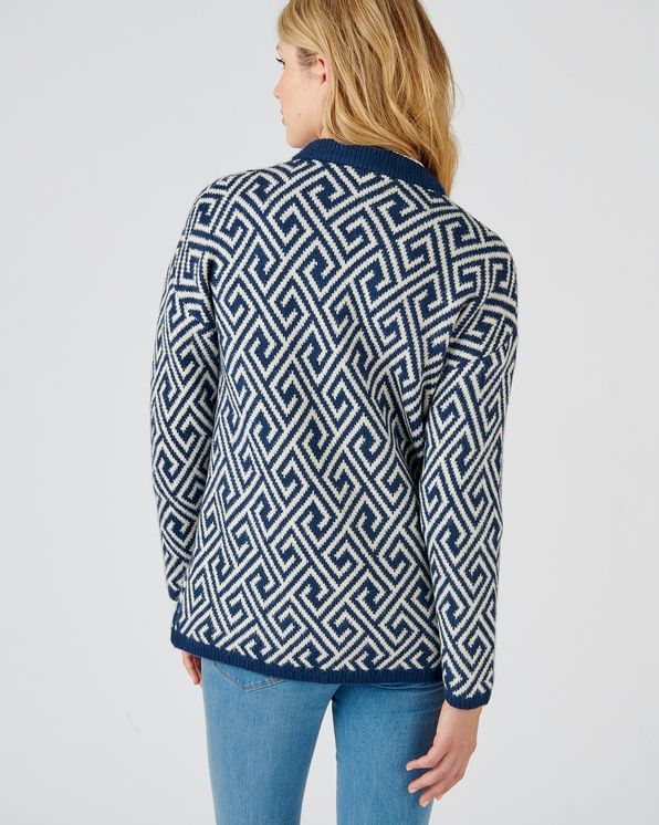 Gilet long jacquard graphique