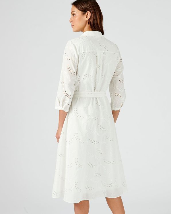 Jurk in broderie anglaise, zuiver katoen