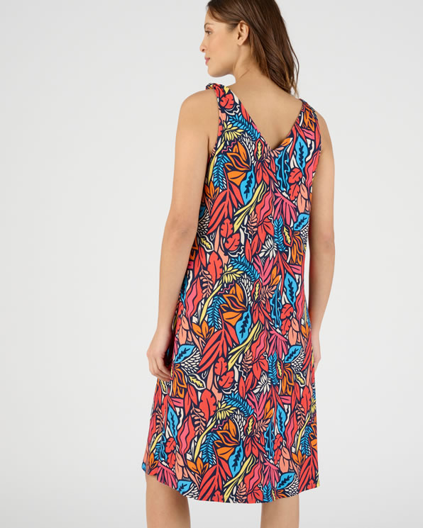 Jurk in stretchtricot met tropische print