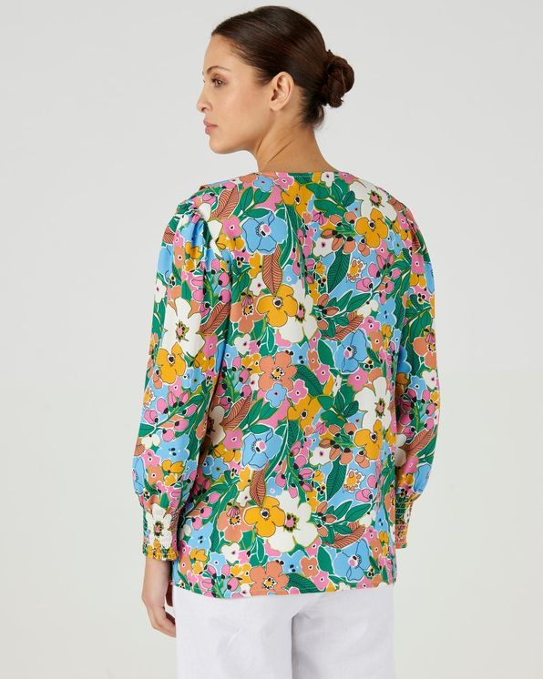 Blouse met volants in soepele crêpestof met bloemenprint