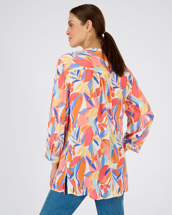 Soepele tuniek met botanische print